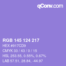 カラーコード: RGB 145 124 217 | qconv.com