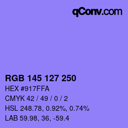 Color code: RGB 145 127 250 | qconv.com