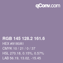 カラーコード: RGB 145 128.2 161.6 | qconv.com