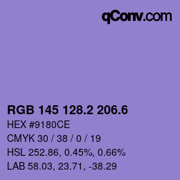 カラーコード: RGB 145 128.2 206.6 | qconv.com