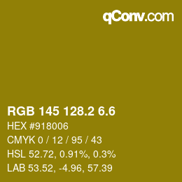 カラーコード: RGB 145 128.2 6.6 | qconv.com