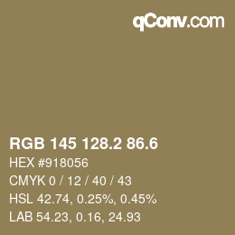 カラーコード: RGB 145 128.2 86.6 | qconv.com
