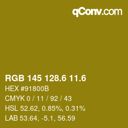 カラーコード: RGB 145 128.6 11.6 | qconv.com