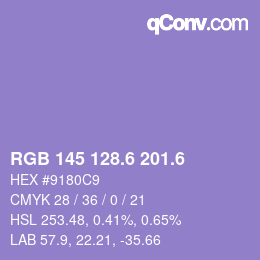 カラーコード: RGB 145 128.6 201.6 | qconv.com