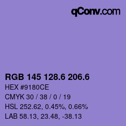 カラーコード: RGB 145 128.6 206.6 | qconv.com