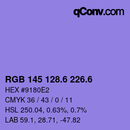 カラーコード: RGB 145 128.6 226.6 | qconv.com