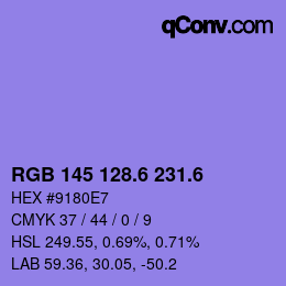 カラーコード: RGB 145 128.6 231.6 | qconv.com