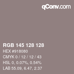 カラーコード: RGB 145 128 128 | qconv.com