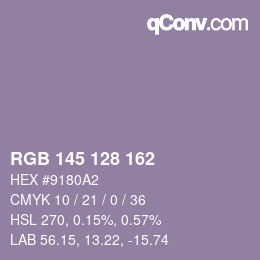 カラーコード: RGB 145 128 162 | qconv.com