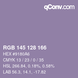 カラーコード: RGB 145 128 166 | qconv.com