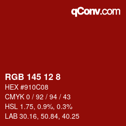 Color code: RGB 145 12 8 | qconv.com
