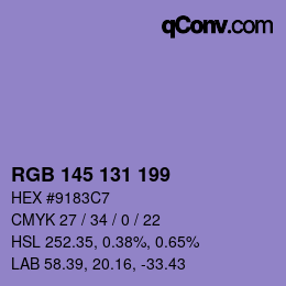 Color code: RGB 145 131 199 | qconv.com