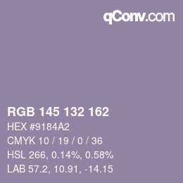 Color code: RGB 145 132 162 | qconv.com