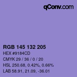 Código de color: RGB 145 132 205 | qconv.com