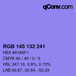 颜色代码: RGB 145 132 241 | qconv.com