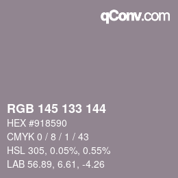 Farbcode: RGB 145 133 144 | qconv.com