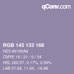 Color code: RGB 145 133 168 | qconv.com