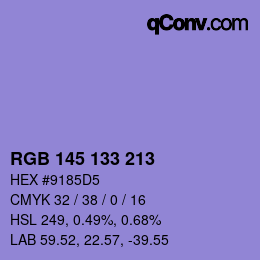 颜色代码: RGB 145 133 213 | qconv.com