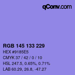 Código de color: RGB 145 133 229 | qconv.com