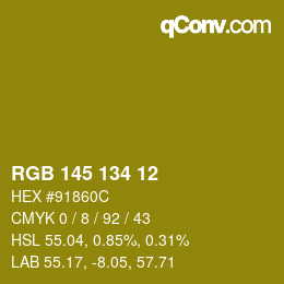 Color code: RGB 145 134 12 | qconv.com