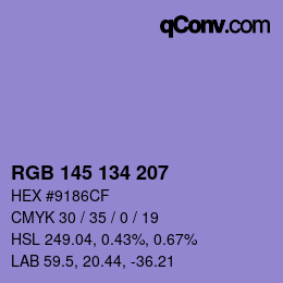 Color code: RGB 145 134 207 | qconv.com