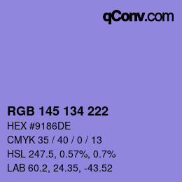 Color code: RGB 145 134 222 | qconv.com