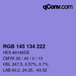 Color code: RGB 145 134 222 | qconv.com