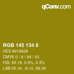 Color code: RGB 145 134 8 | qconv.com