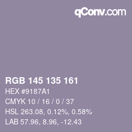 Farbcode: RGB 145 135 161 | qconv.com