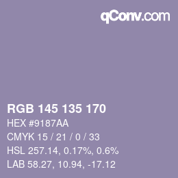 Color code: RGB 145 135 170 | qconv.com