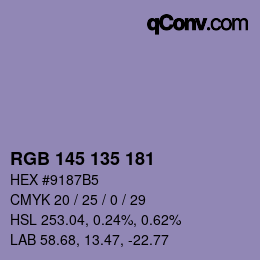 Código de color: RGB 145 135 181 | qconv.com