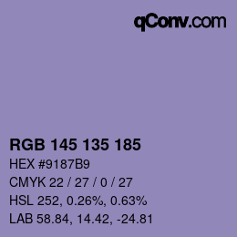 Color code: RGB 145 135 185 | qconv.com