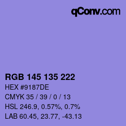 颜色代码: RGB 145 135 222 | qconv.com