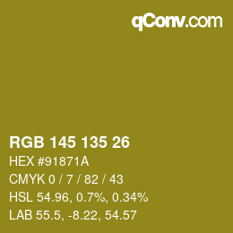 Color code: RGB 145 135 26 | qconv.com