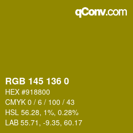 Color code: RGB 145 136 0 | qconv.com