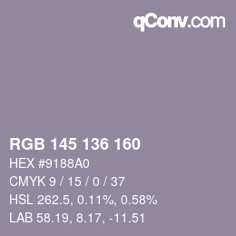 Color code: RGB 145 136 160 | qconv.com