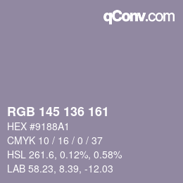Color code: RGB 145 136 161 | qconv.com