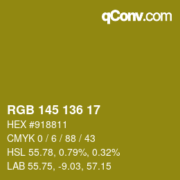 Color code: RGB 145 136 17 | qconv.com