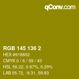 Color code: RGB 145 136 2 | qconv.com