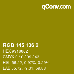 Color code: RGB 145 136 2 | qconv.com