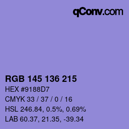 Color code: RGB 145 136 215 | qconv.com