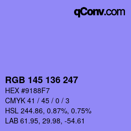 カラーコード: RGB 145 136 247 | qconv.com
