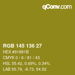 Color code: RGB 145 136 27 | qconv.com