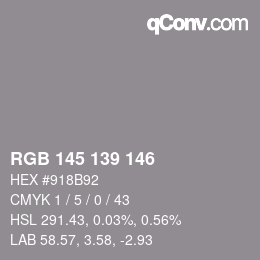 Código de color: RGB 145 139 146 | qconv.com