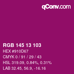 Color code: RGB 145 13 103 | qconv.com