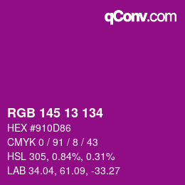 Color code: RGB 145 13 134 | qconv.com