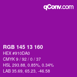 Color code: RGB 145 13 160 | qconv.com