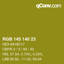 Color code: RGB 145 140 23 | qconv.com