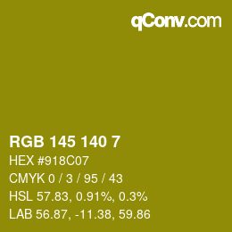 Color code: RGB 145 140 7 | qconv.com