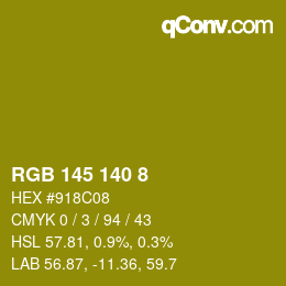 Color code: RGB 145 140 8 | qconv.com